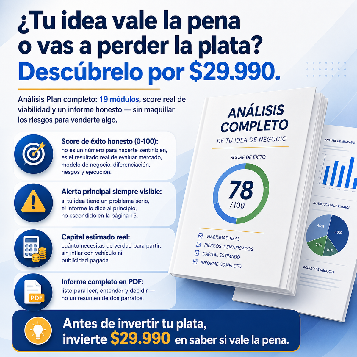 Análisis Idea de Negocio: informe completo con 19 módulos
