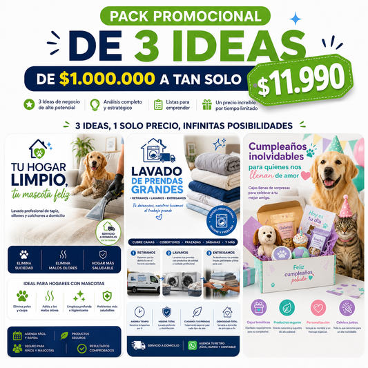 Pack "3" Ideas de Negocios de $1.000.000